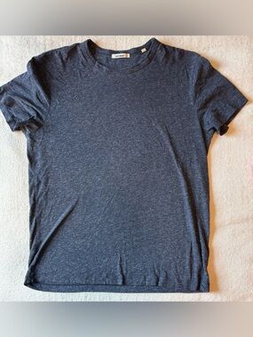 Buck Mason Men’s Heather Navy Short-Sleeve Crew Shirt, Size Small